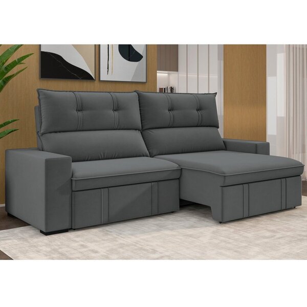 Sofá 3 Lugares Retrátil E Reclinável 207cm Bruges Grafite