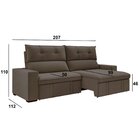 Sofá 3 Lugares Retrátil E Reclinável 207cm Bruges Marom