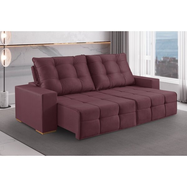 Sofá 3 Lugares Retrátil E Reclinável 210cm Belgrado Bordô