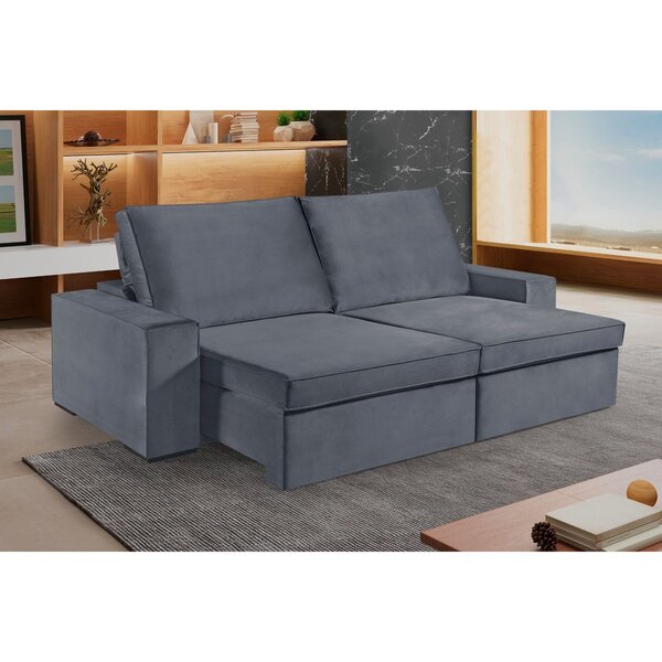 Sofá 3 Lugares Retrátil E Reclinável 230 Cm Samba Yescasa Gra