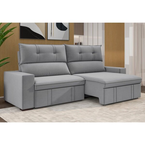Sofá 3 Lugares Retrátil E Reclinável 230cm Bruges Cinza