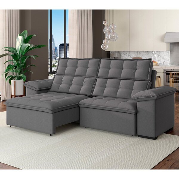 Sofá 3 Lugares Retrátil E Reclinável 230cm Denver Inox