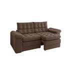 Sofá 3 Lugares Retrátil E Reclinável Arezzo Veludo Marrom