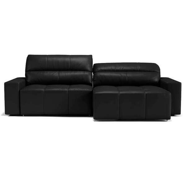 Sofá 3 Lugares Retrátil E Reclinável Asturia Couro Preto 210
