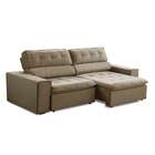 Sofá 3 Lugares Retrátil E Reclinável Atenas Veludo Castor