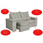 Sofá 3 Lugares Retrátil E Reclinável Atlantis Veludo Bege