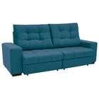Sofá 3 Lugares Retrátil E Reclinável Biarritz Suede Azul Turq