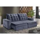 Sofá 3 Lugares Retrátil E Reclinável Boa Vista Ll Veludo Azul