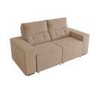 Sofá 3 Lugares Retrátil E Reclinável Califórnia Veludo Bege 2