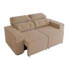 Sofá 3 Lugares Retrátil E Reclinável Califórnia Veludo Bege 2