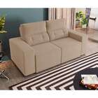 Sofá 3 Lugares Retrátil E Reclinável Califórnia Veludo Bege 2