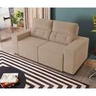 Sofá 3 Lugares Retrátil E Reclinável Califórnia Veludo Bege 2