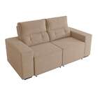Sofá 3 Lugares Retrátil E Reclinável Califórnia Veludo Bege 2