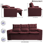 Sofá 3 Lugares Retrátil E Reclinável Cama Inbox Slim 2,00m Ve