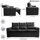 Sofá 3 Lugares Retrátil E Reclinável Cama Inbox Slim 2,00m Ve