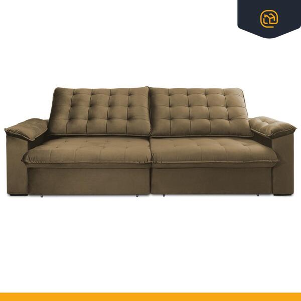 Sofá 3 Lugares Retrátil E Reclinável Com Chaise Lotus Suede C