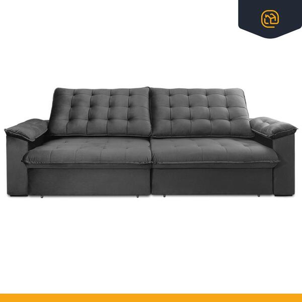 Sofá 3 Lugares Retrátil E Reclinável Com Chaise Lotus Suede C