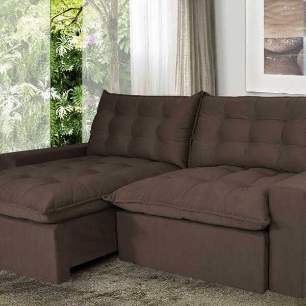 Sofá 3 Lugares Retrátil E Reclinável Com Pillow 2,10m Maximus
