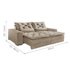 Sofá 3 Lugares Retrátil E Reclinável Dallas Veludo Capuccino