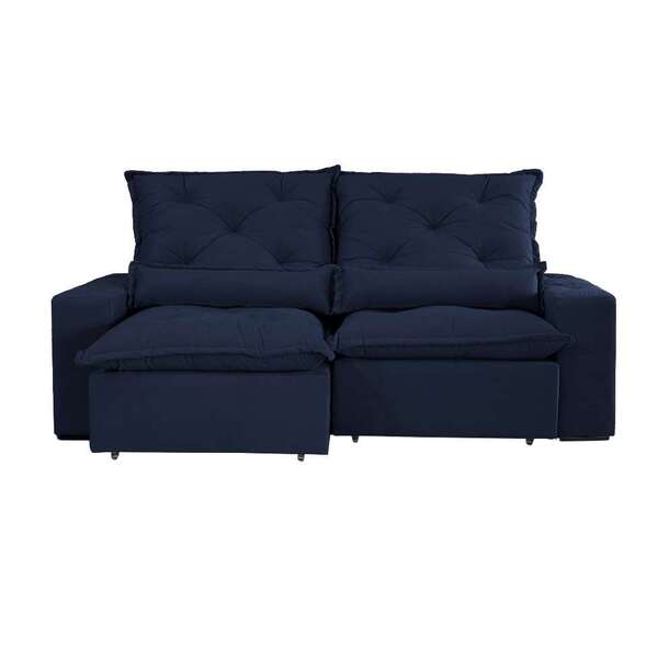 Sofá 3 Lugares Retrátil E Reclinável Dubai Suede Azul