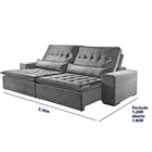 Sofá 3 Lugares Retrátil E Reclinável Elegance 2.30m Veludo Mó
