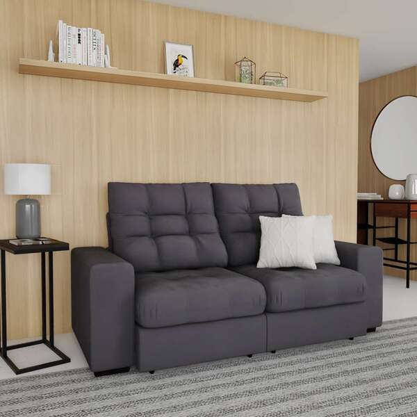 Sofá 3 Lugares Retrátil E Reclinável Estrasburgo Suede Grafite
