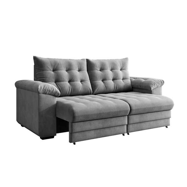 Sofá 3 Lugares Retrátil E Reclinável Europa Suede Cinza