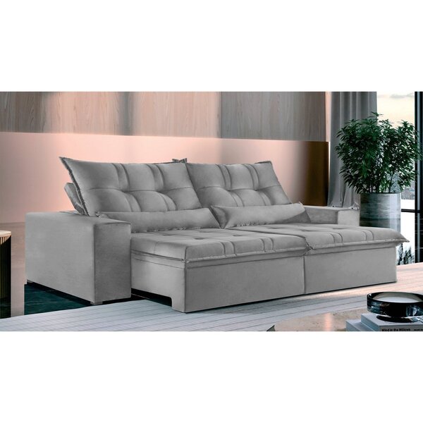 Sofá 3 Lugares Retrátil E Reclinável Galícia Veludo Com Molas