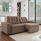 Sofá 3 Lugares Retrátil E Reclinável Giorno Suede Bege