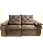 Sofá 3 Lugares Retrátil E Reclinável Grécia Veludo Marro 195cm