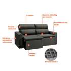 Sofá 3 Lugares Retrátil E Reclinavél Hanôver Suede Grafite 18