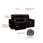Sofá 3 Lugares Retrátil E Reclinavél Hanôver Suede Preto 180