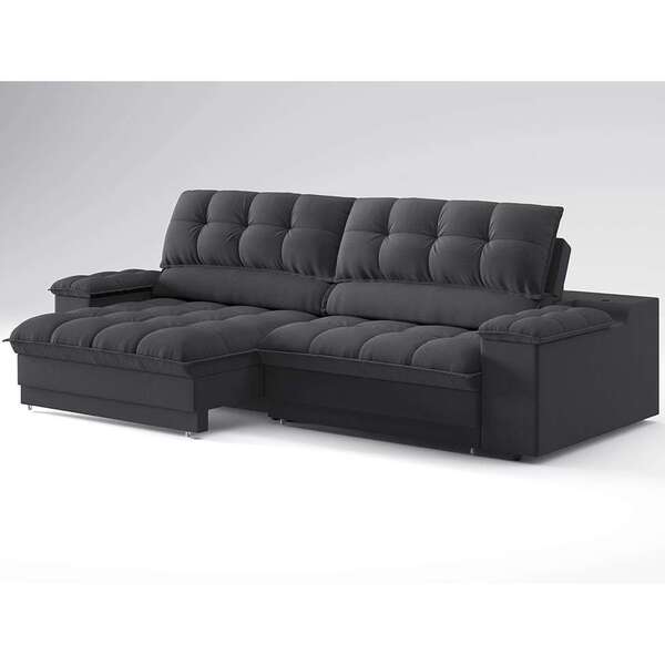 Sofá 3 Lugares Retrátil E Reclinável Helen Com Usb E Porta-co