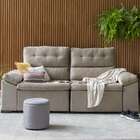 Sofá 3 Lugares Retrátil E Reclinável Herzog Veludo Bege 220 Cm