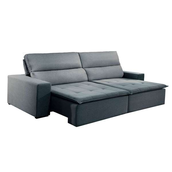 Sofá 3 Lugares Retrátil E Reclinável Ibiza Malha Cinza