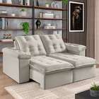 Sofá 3 Lugares Retrátil E Reclinável Itaguaí Veludo Pena Bege