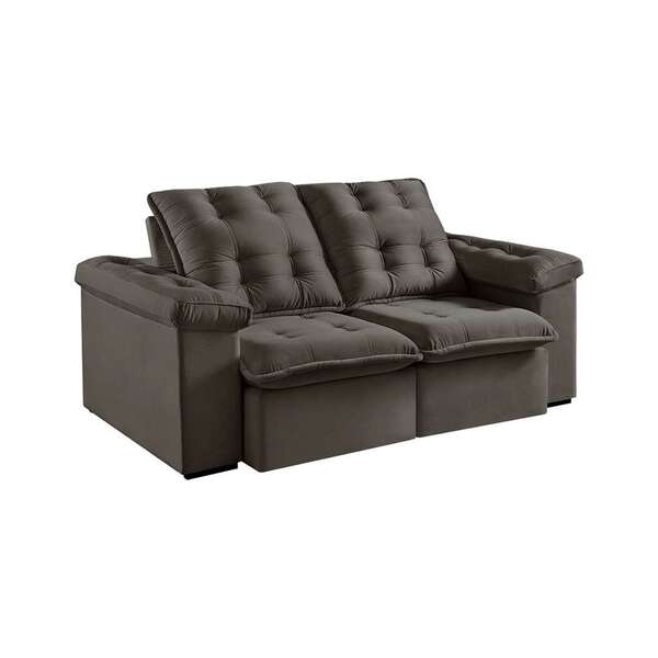 Sofá 3 Lugares Retrátil E Reclinável Itaguaí Veludo Pena Marr