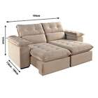 Sofá 3 Lugares Retrátil E Reclinável Jobi Veludo Bege Natural