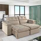 Sofá 3 Lugares Retrátil E Reclinável Jobi Veludo Bege Natural