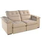 Sofá 3 Lugares Retrátil E Reclinável Jobi Veludo Bege Natural