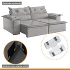 Sofá 3 Lugares Retrátil E Reclinável Kansas  Veludo Cinza