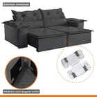 Sofá 3 Lugares Retrátil E Reclinável Kansas  Veludo Grafite