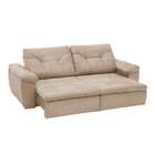 Sofá 3 Lugares Retrátil E Reclinável Leme Suede Bege