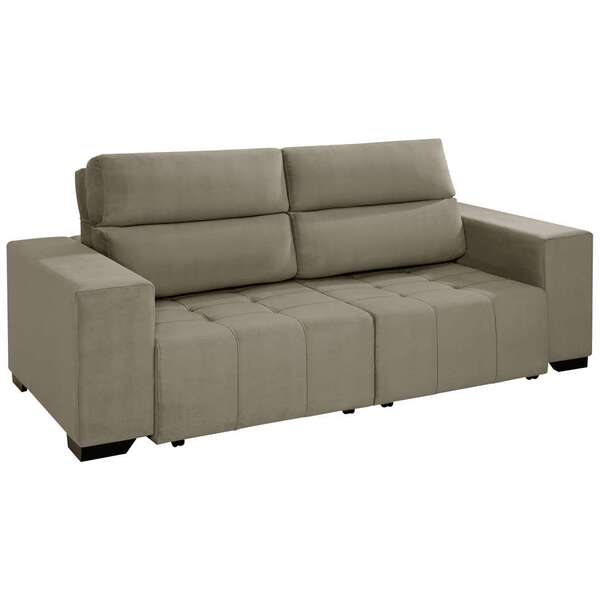 Sofa 3 Lugares Retratil E Reclinavel Louise Suede Chocolate Leroy Merlin