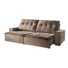 Sofá 3 Lugares Retrátil E Reclinável Luna 2.30m Marrom Veludo