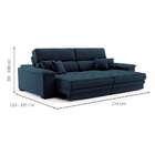 Sofá 3 Lugares Retrátil E Reclinável Lupin Linho Azul Marinho