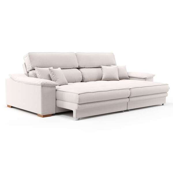 Sofá 3 Lugares Retrátil E Reclinável Lupin Linho Cru