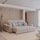 Sofá 3 Lugares Retrátil E Reclinável Lupin Linho Cru