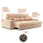 Sofá 3 Lugares Retrátil E Reclinável Lupin Velosuede Bege