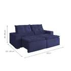Sofá 3 Lugares Retrátil E Reclinável Macaé Veludo Azul 190 Cm